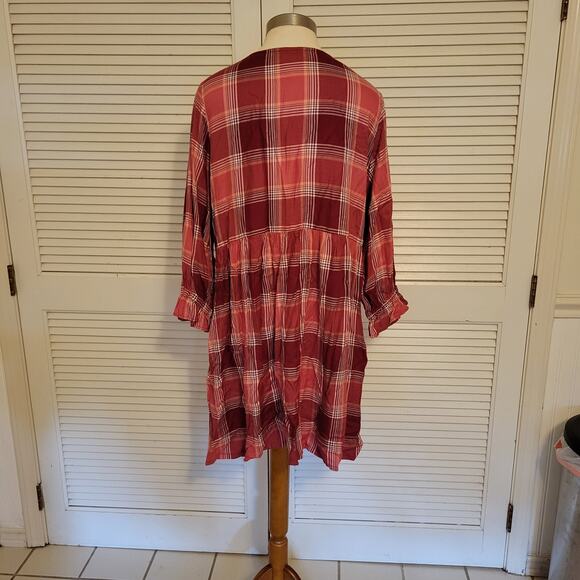 Plaid Babydoll T-Shirt Dress Red Long Sleeve Matilda Jane Size Large - Picture 4 of 7
